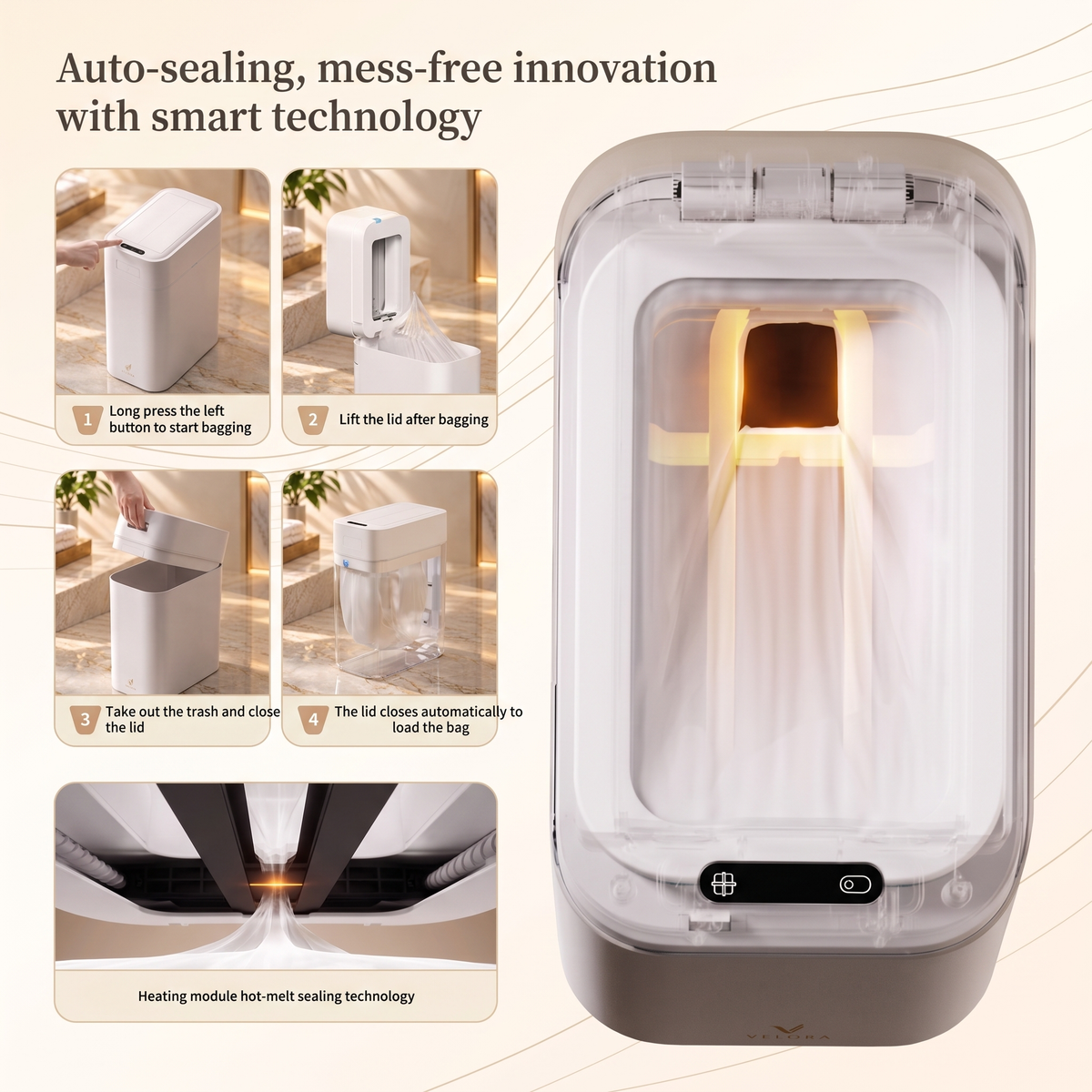 Velora EverFresh V2 | Luxury Smart Bathroom Disposal Bin